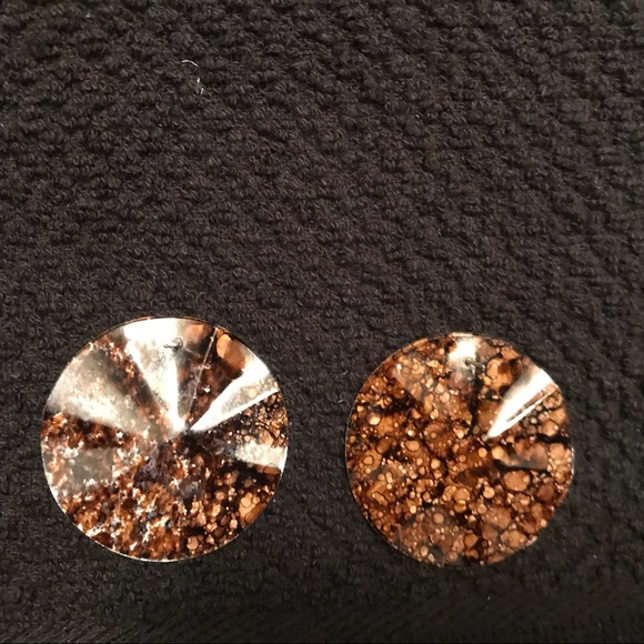 Vintage 80's Enamel Tie-Dyed Wavy Earrings Retro - Picture 4 of 7